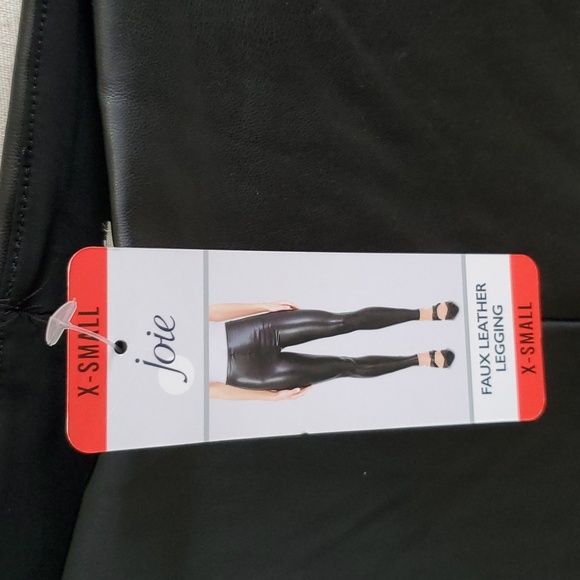 Joie faux leather leggings black size XS with raw hem high rise new with tags - Picture 2 of 8